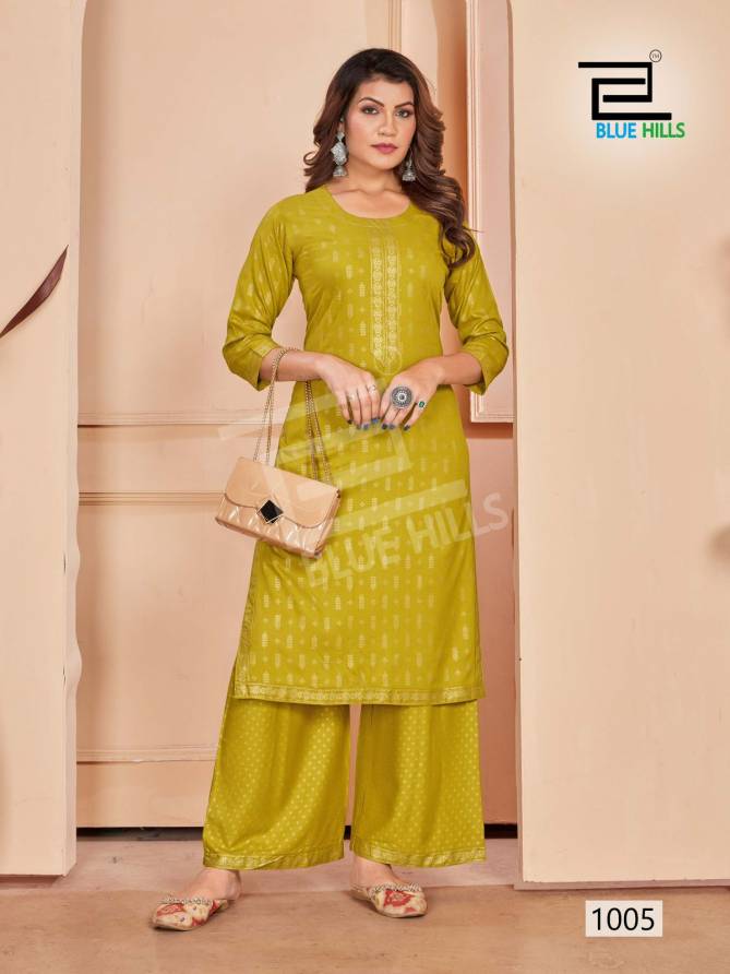 Reel By Blue Hills Rayon Printed Straight Kurti With Palazzo  Wholesalers In Delhi